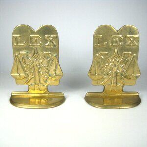 Vintage Brass LEX Bookends Scales Of Justice Legal Book End